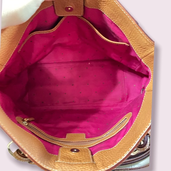 Kate Spade Leather Satchal Tote Multi Strap Handles Tan Classic Basic - Picture 5 of 6